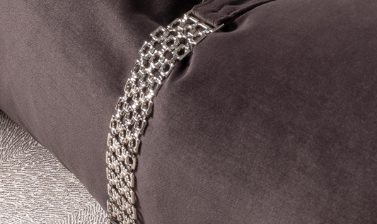 3 Seater Fabric Sofa with Metal Band Arms in Carmela Design