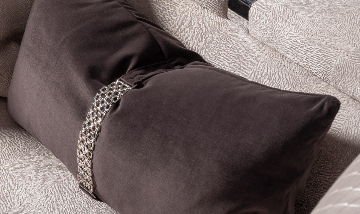 3 Seater Fabric Sofa with Metal Band Arms in Carmela Design