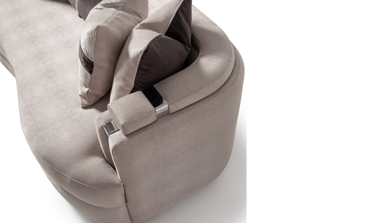 3 Seater Fabric Sofa with Metal Band Arms in Carmela Design