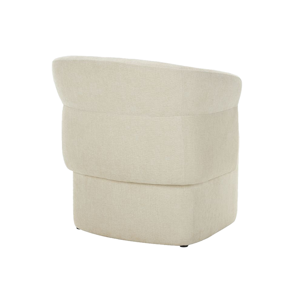 Lounge Chair in Soft Ivory with Curved Back Design