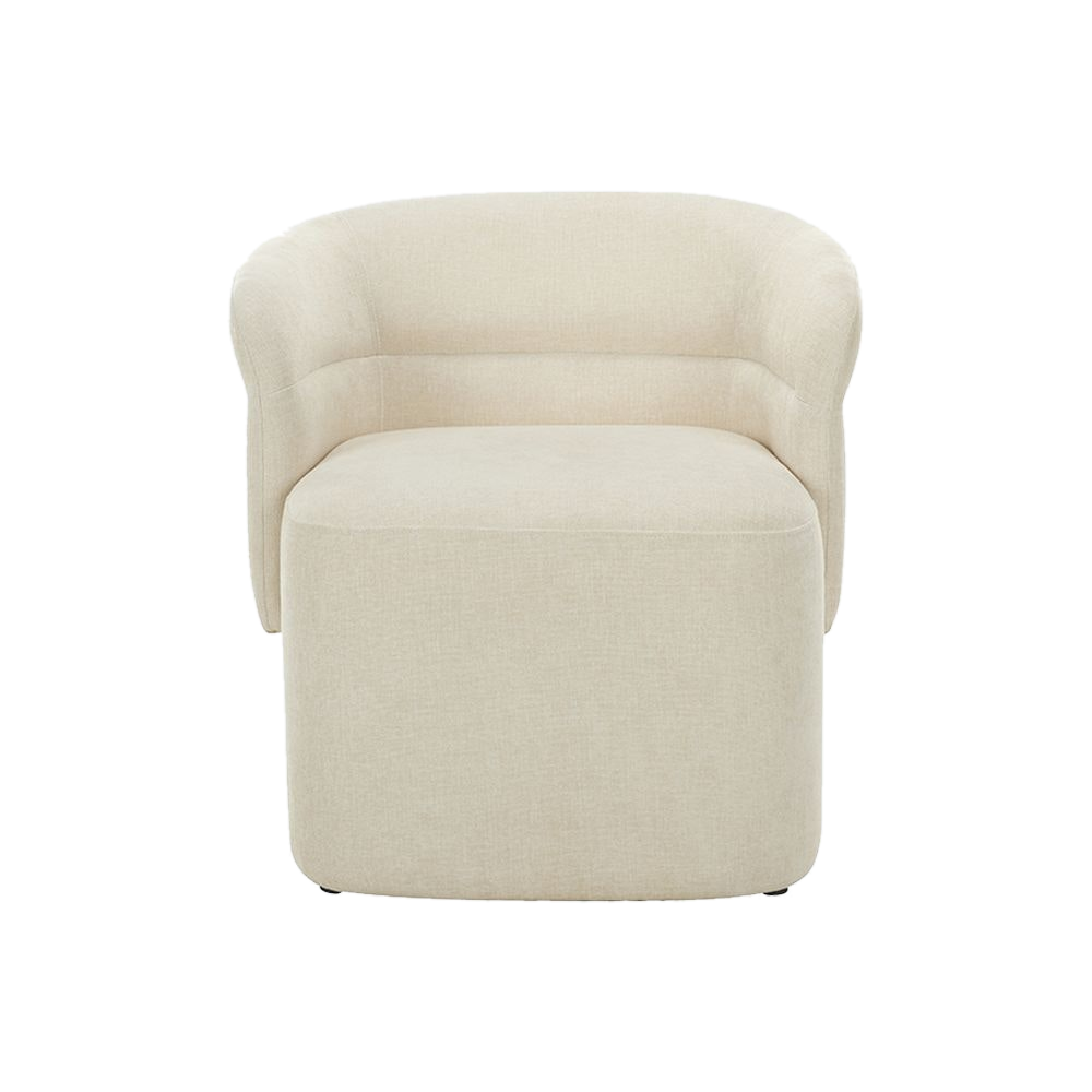 Lounge Chair in Soft Ivory with Curved Back Design