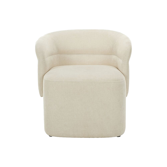 Lounge Chair in Soft Ivory with Curved Back Design