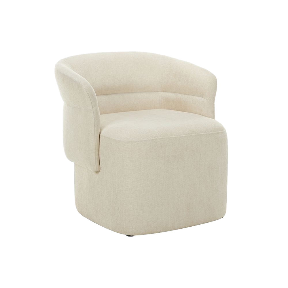 Lounge Chair in Soft Ivory with Curved Back Design
