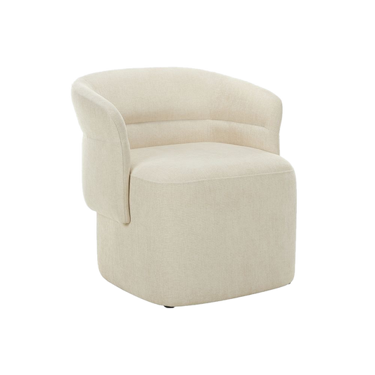 Lounge Chair in Soft Ivory with Curved Back Design