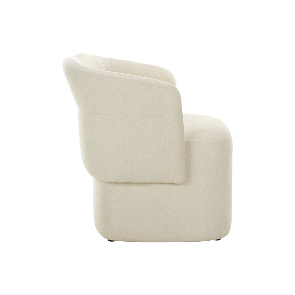 Lounge Chair in Soft Ivory with Curved Back Design