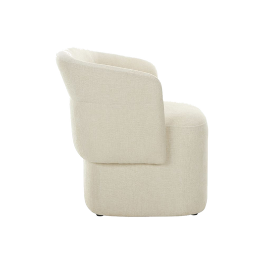 Lounge Chair in Soft Ivory with Curved Back Design