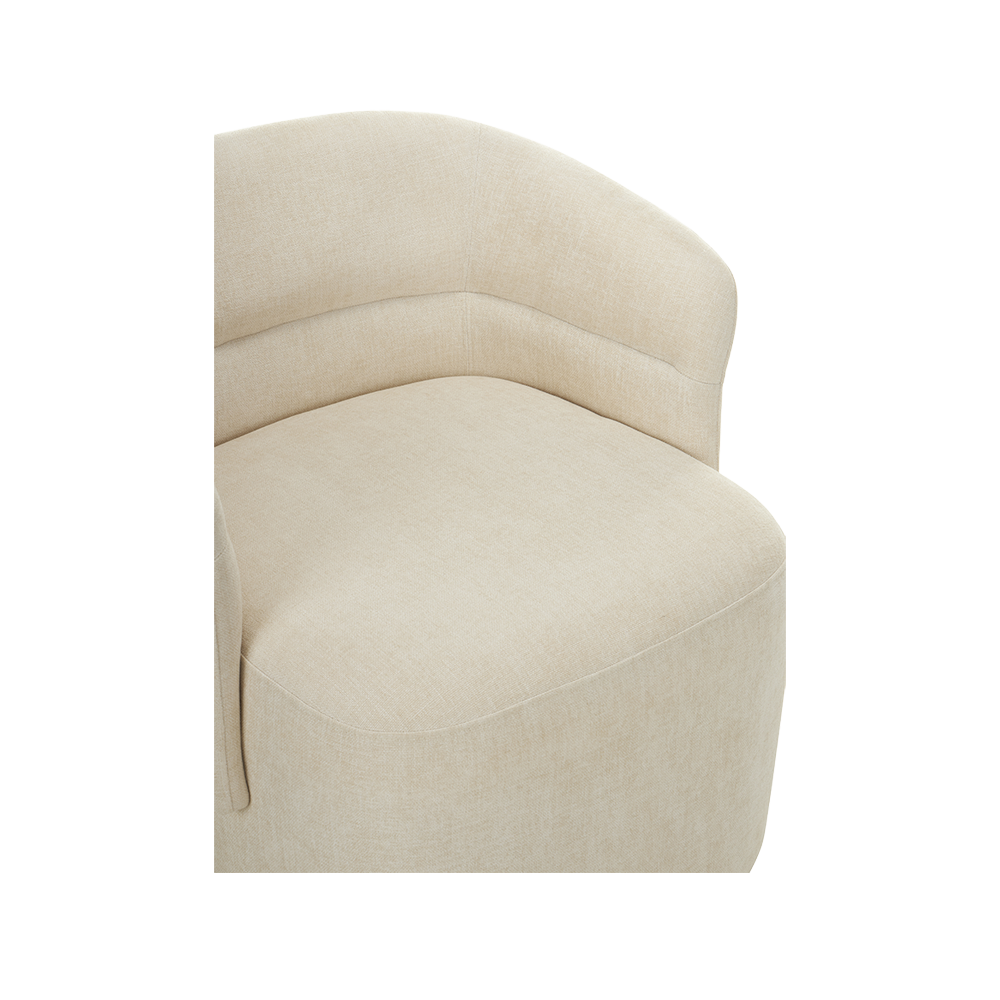 Lounge Chair in Soft Ivory with Curved Back Design