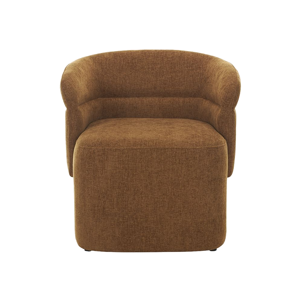 Lounge Chair in Warm Cognac with Curved Back Design