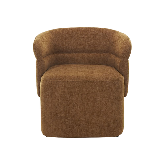 Lounge Chair in Warm Cognac with Curved Back Design