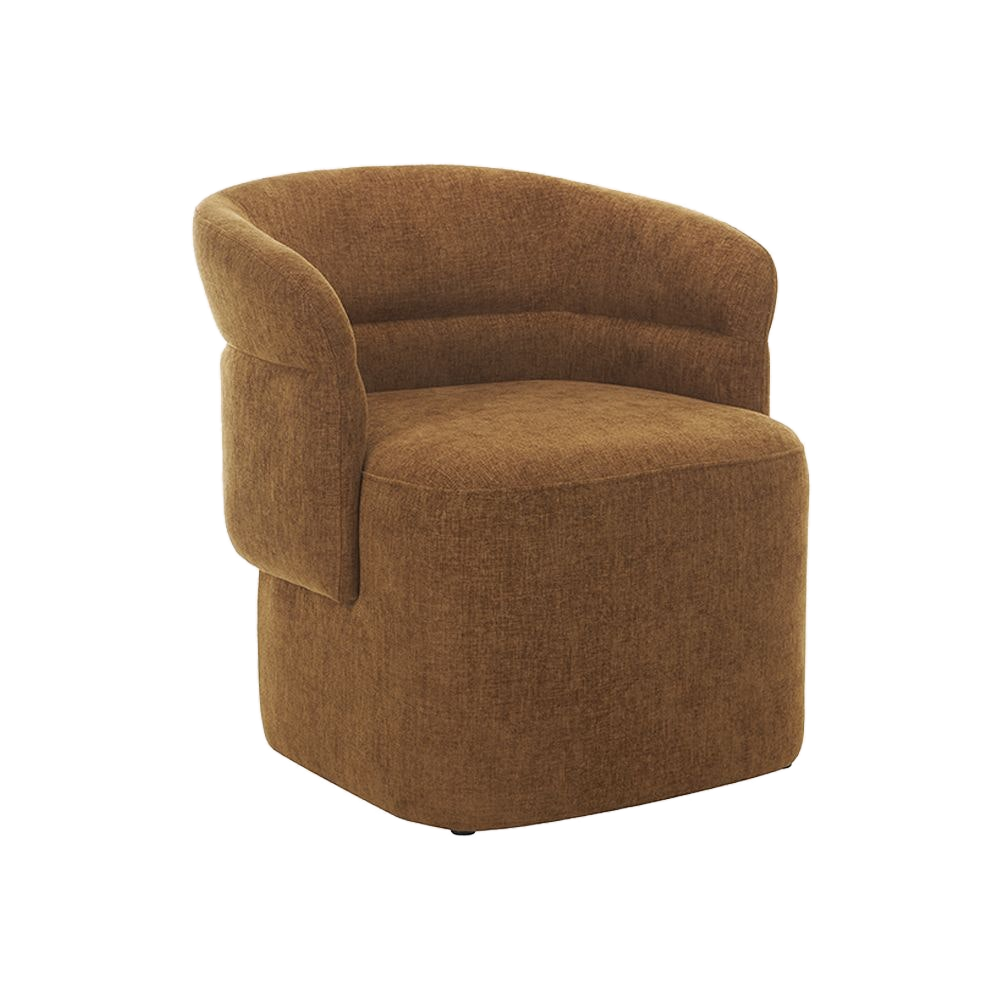 Lounge Chair in Warm Cognac with Curved Back Design