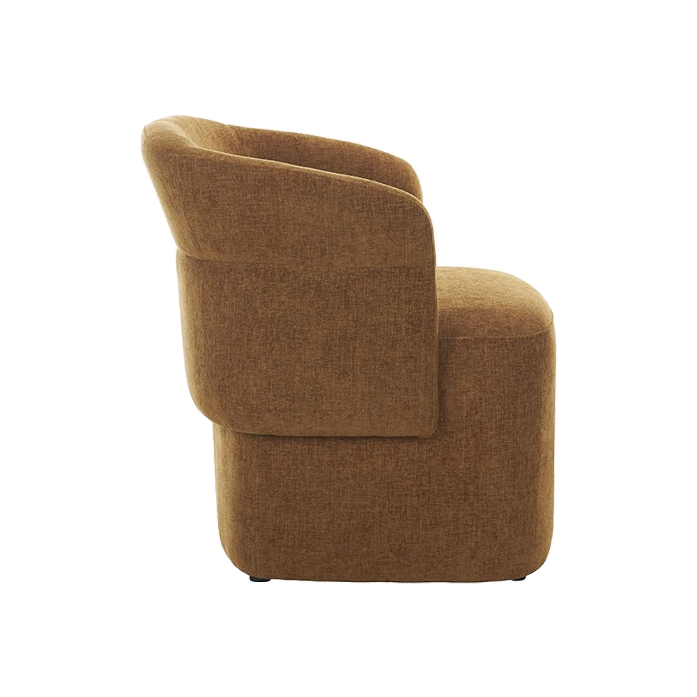 Lounge Chair in Warm Cognac with Curved Back Design