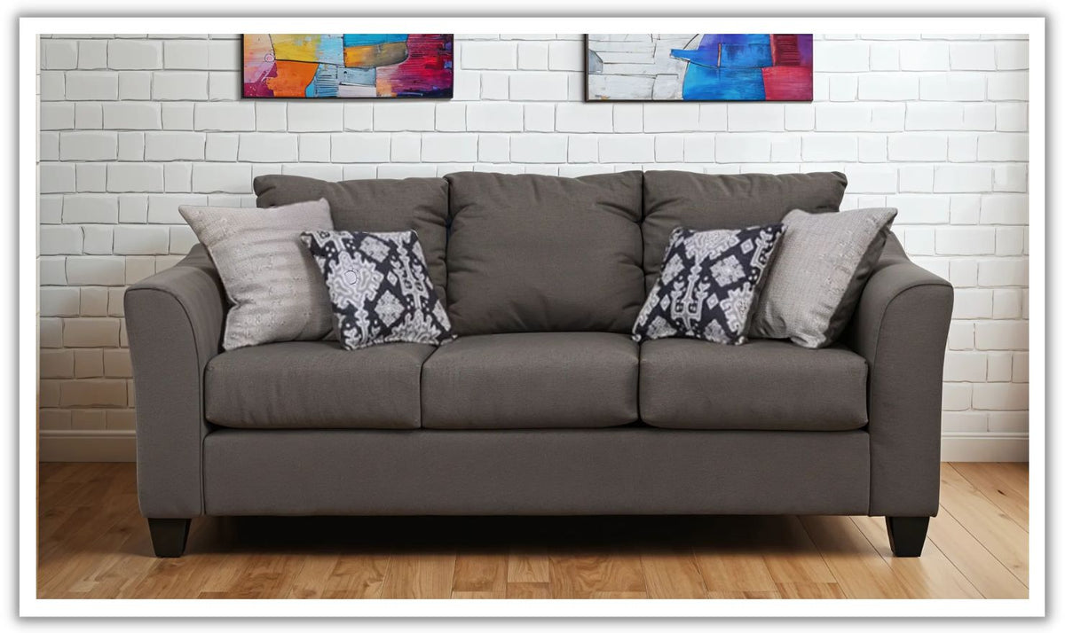 3-Seater Charcoal Gray Sofa with Flared Arms
