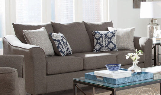 3-Seater Charcoal Gray Sofa with Flared Arms