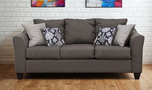 3-Seater Charcoal Gray Sofa with Flared Arms