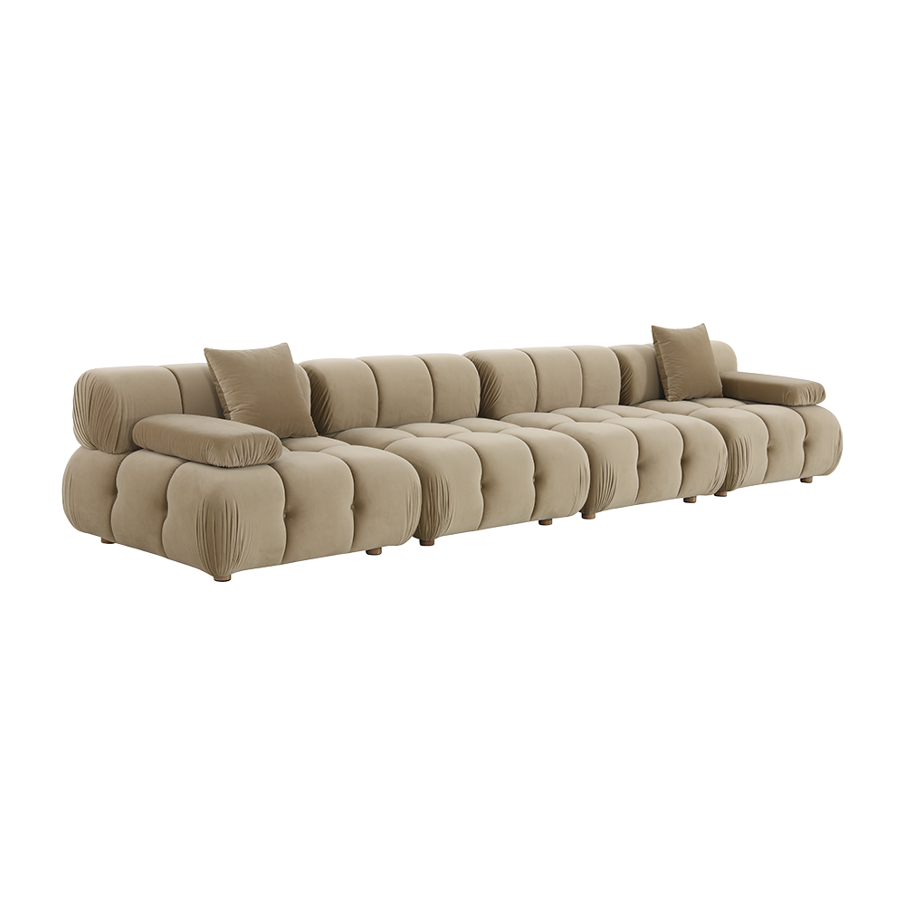 4-Piece Sofa in Camel Velvet with Modern Design