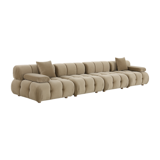 4-Piece Sofa in Camel Velvet with Modern Design
