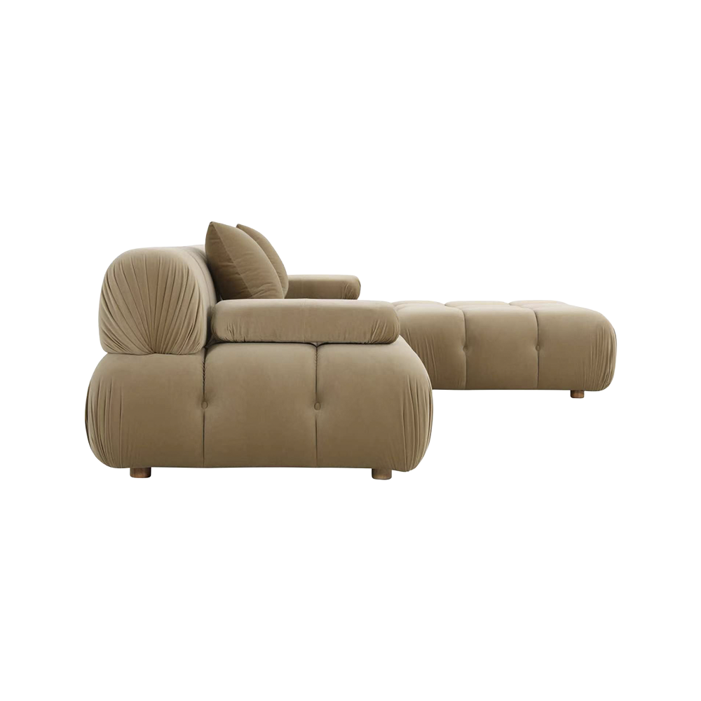 Sectional Sofa in Camel Velvet with Sleek Design