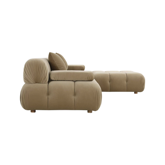 Sectional Sofa in Camel Velvet with Sleek Design