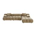 Sectional Sofa in Camel Velvet with Sleek Design