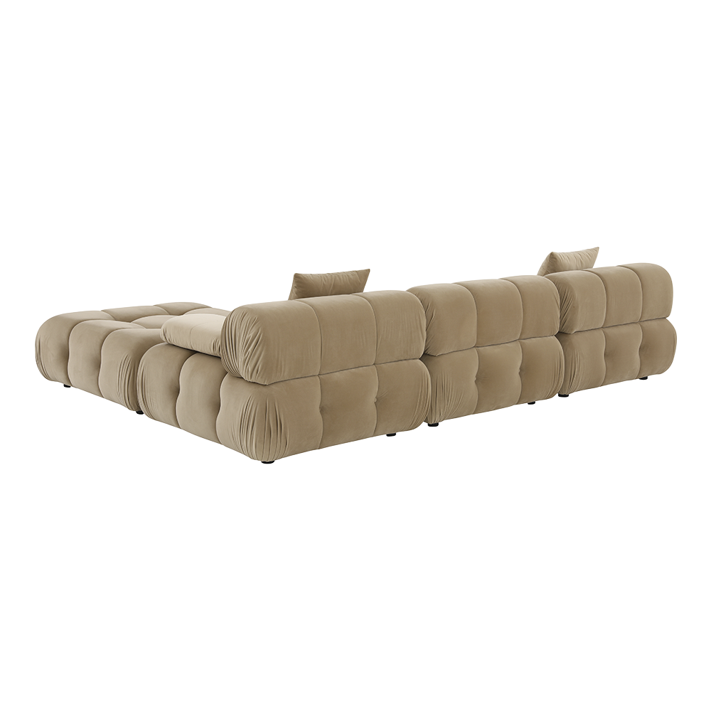 Sectional Sofa in Camel Velvet with Sleek Design