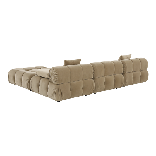 Sectional Sofa in Camel Velvet with Sleek Design