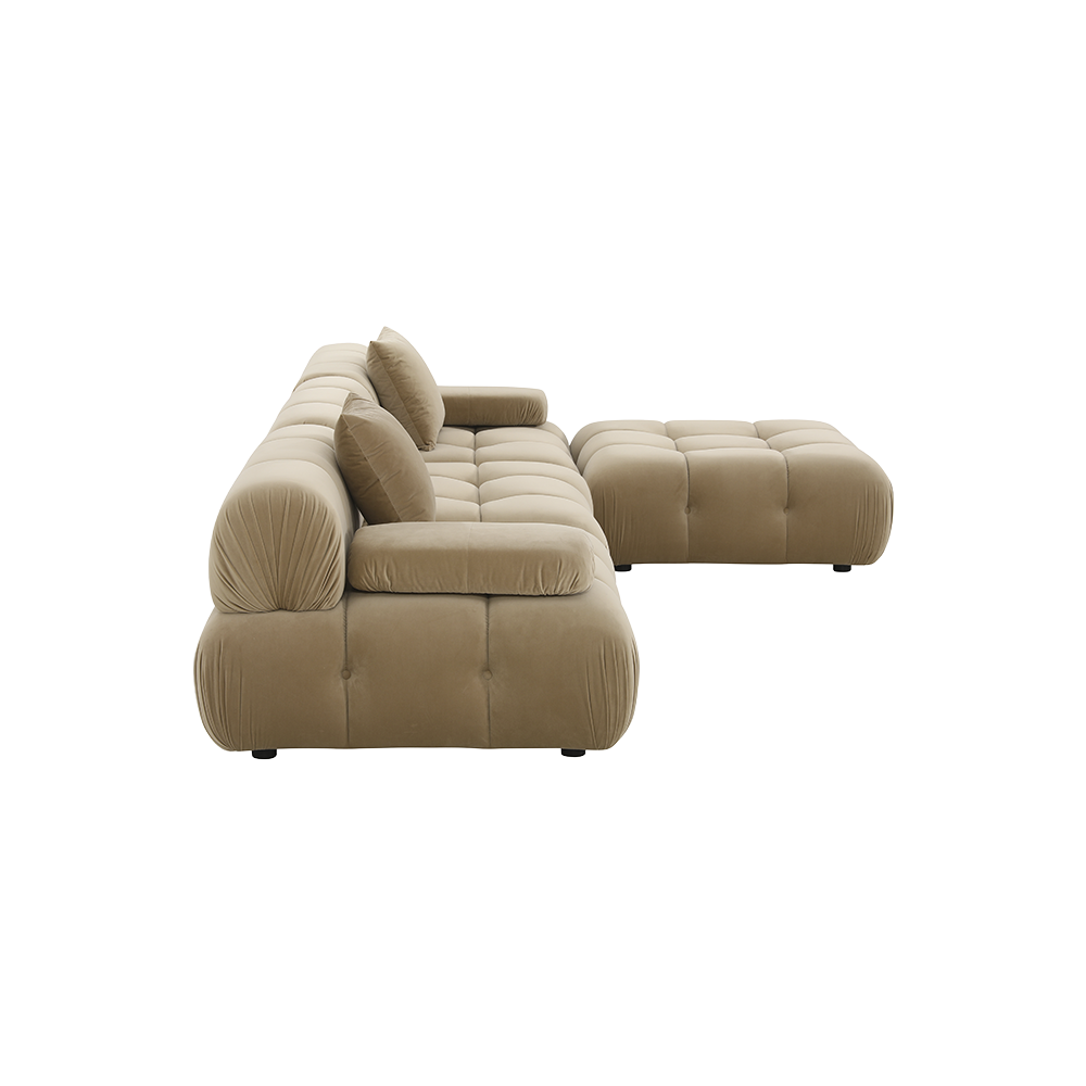 Sectional Sofa in Camel Velvet with Sleek Design