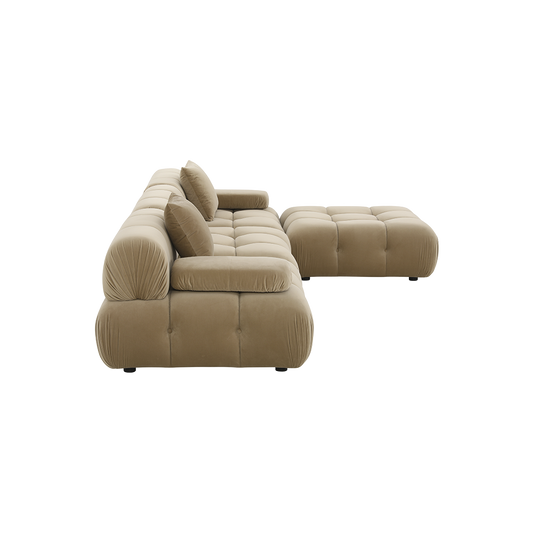 Sectional Sofa in Camel Velvet with Sleek Design