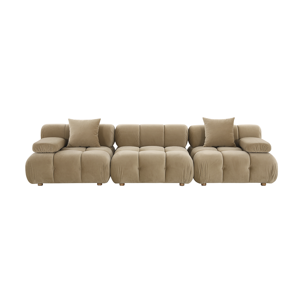 3-Piece Sofa in Camel Velvet with Modern Design