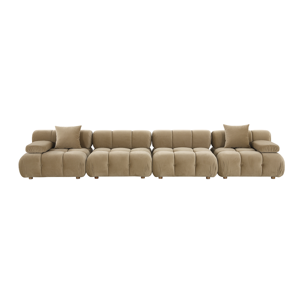 4-Piece Sofa in Camel Velvet with Modern Design