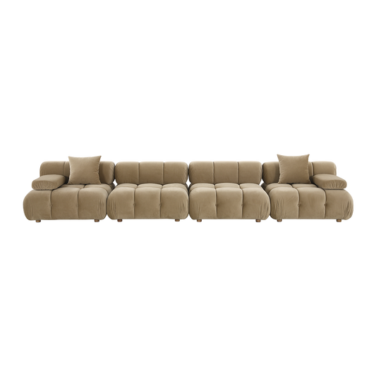 4-Piece Sofa in Camel Velvet with Modern Design
