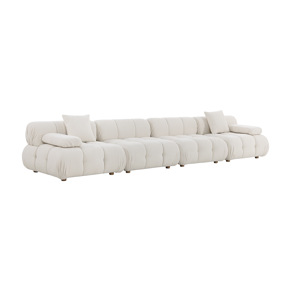 4-Piece Sofa in Off White with Modern Design Details