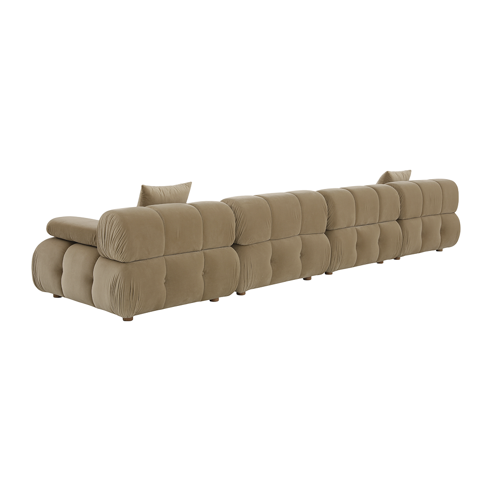 4-Piece Sofa in Camel Velvet with Modern Design