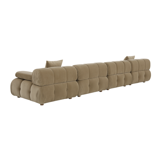 4-Piece Sofa in Camel Velvet with Modern Design