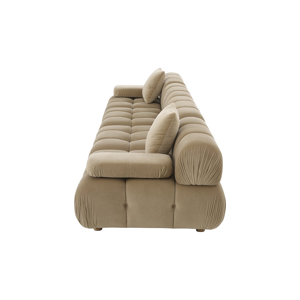 4-Piece Sofa in Camel Velvet with Modern Design