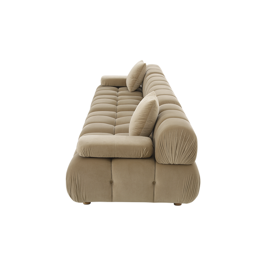 4-Piece Sofa in Camel Velvet with Modern Design