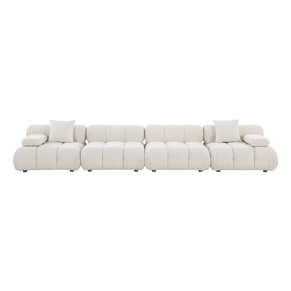 4-Piece Sofa in Off White with Modern Design Details