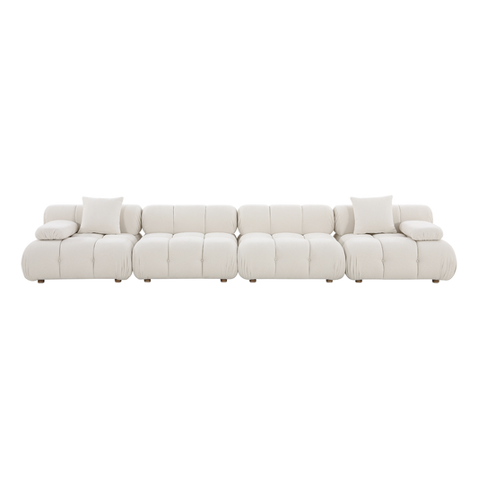 4-Piece Sofa in Off White with Modern Design Details