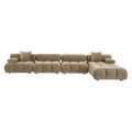 Large Sectional Sofa in Camel Velvet with Deep Seating