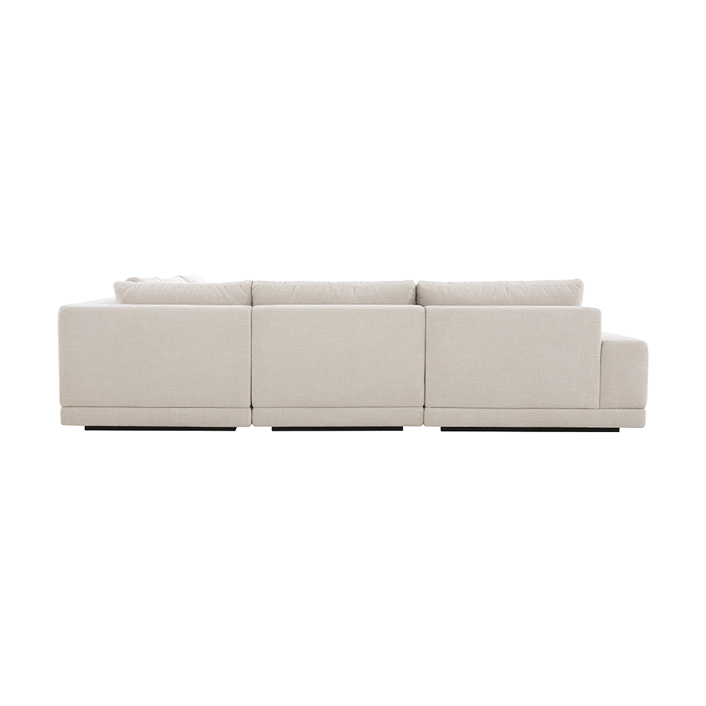 Corner Sectional Sofa in Beige with Ottoman