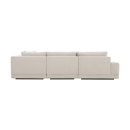 Corner Sectional Sofa in Beige with Ottoman
