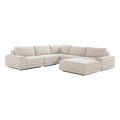 Corner Sectional Sofa in Beige with Ottoman