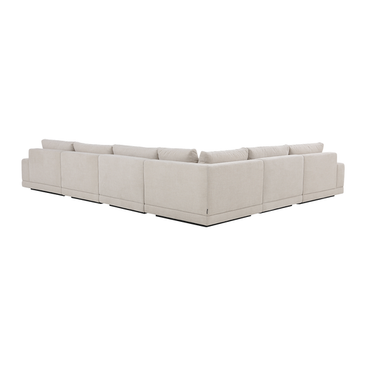 Large Beige Corner Sectional with Rounded Edges