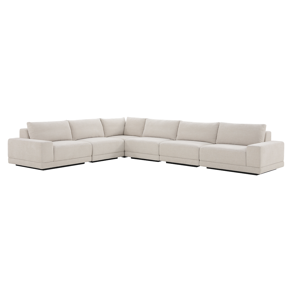 Large Beige Corner Sectional with Rounded Edges