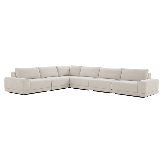 Large Beige Corner Sectional with Rounded Edges