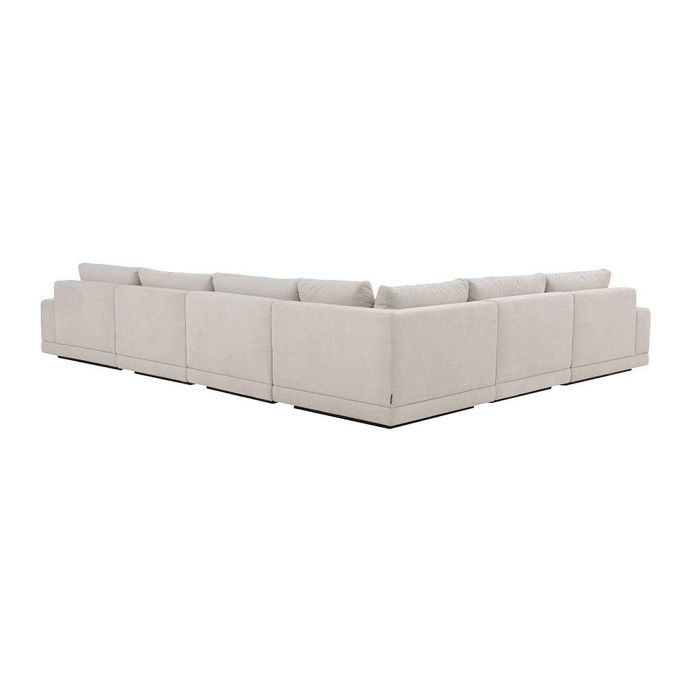 Large Corner Sectional with Ottoman in Beige Fabric