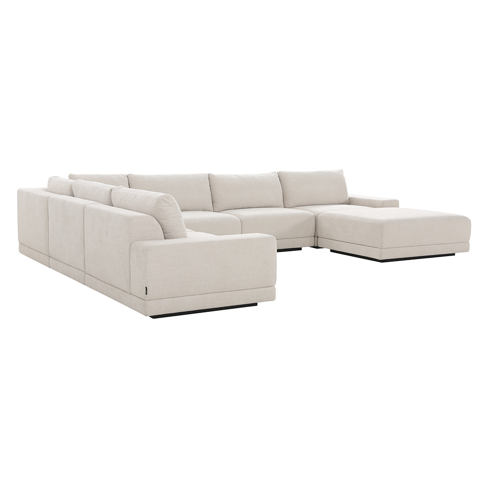 Large Corner Sectional with Ottoman in Beige Fabric