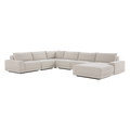 Large Corner Sectional with Ottoman in Beige Fabric