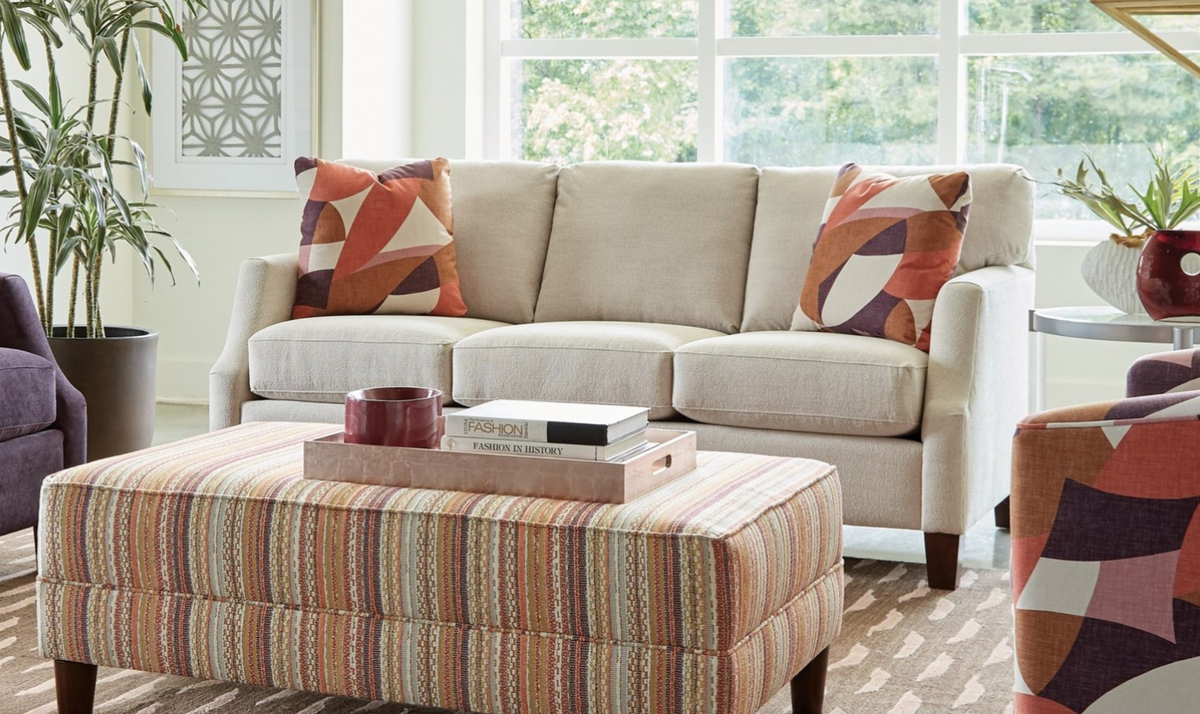 Fabric Sofa with Tufted Back Design
