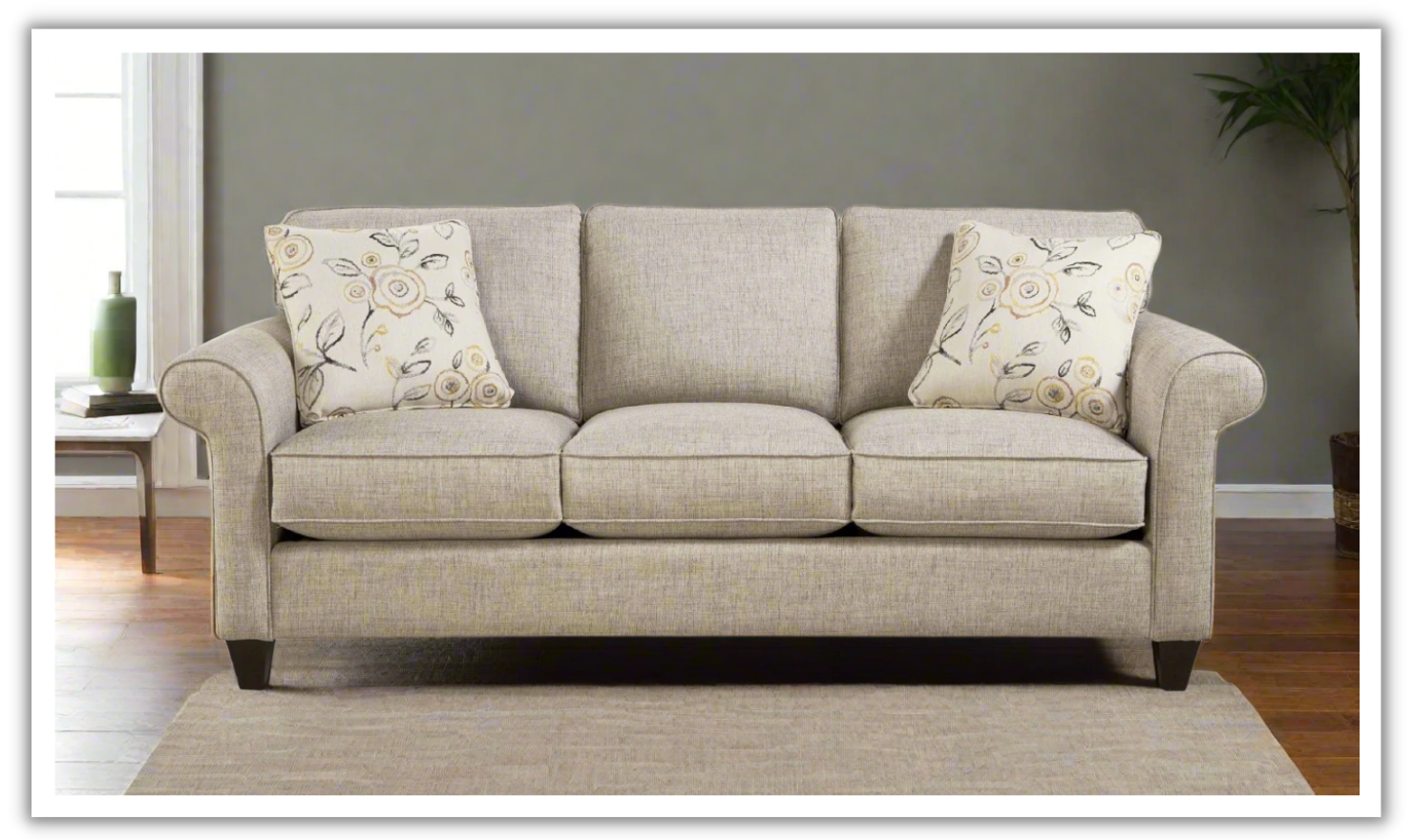3-Seater Fabric Sofa with Rolled Arms in Adrian Design