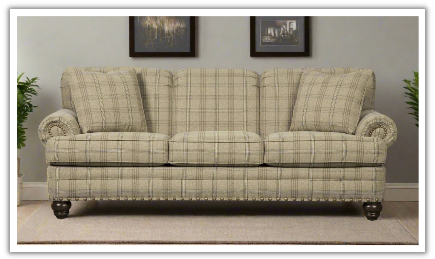 3-Seater Fabric Sofa with Rolled Arms in Bella Design